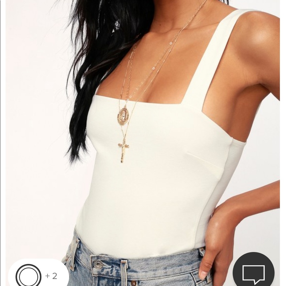 Lulu’s Symbolize White Sleeveless Bodysuit | SMALL